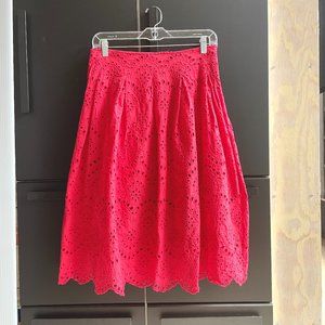 Zara Red Fuchsia Full A Line Midi Skirt Small